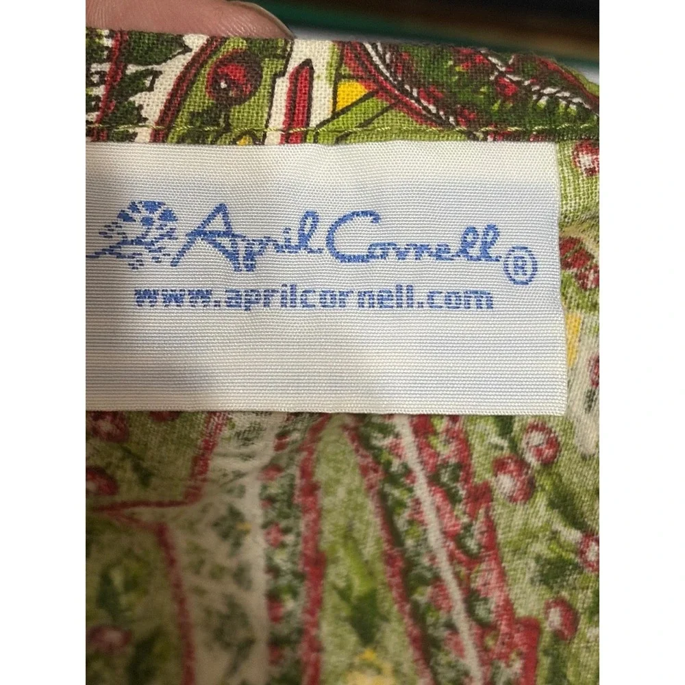 April Cornell Green Paisley Floral Cotton Cloth Napkins Set of 3 Made in India